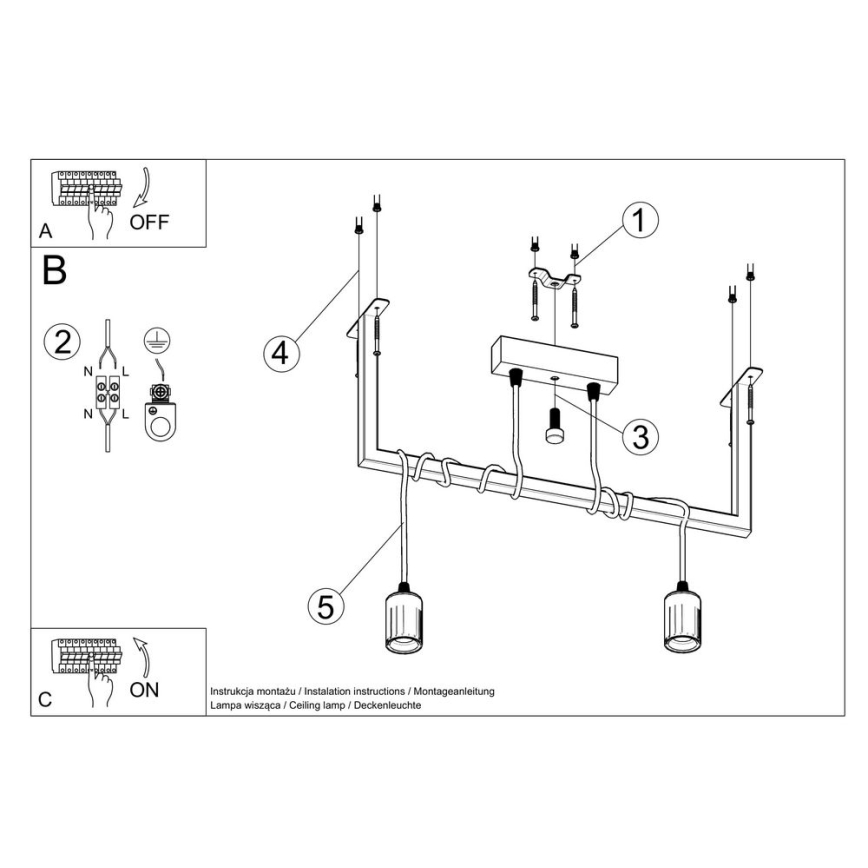 Lampadario su filo SALAMANCA 2xE27/60W/230V
