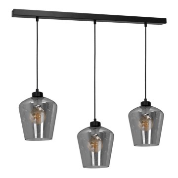 Lampadario su filo SANTIAGO 3xE27/60W/230V nero