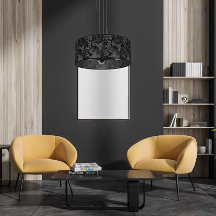 Lampadario su filo SATINO 3xE27/60W/230V nero/grigio