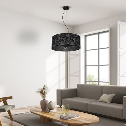 Lampadario su filo SATINO 3xE27/60W/230V nero/grigio