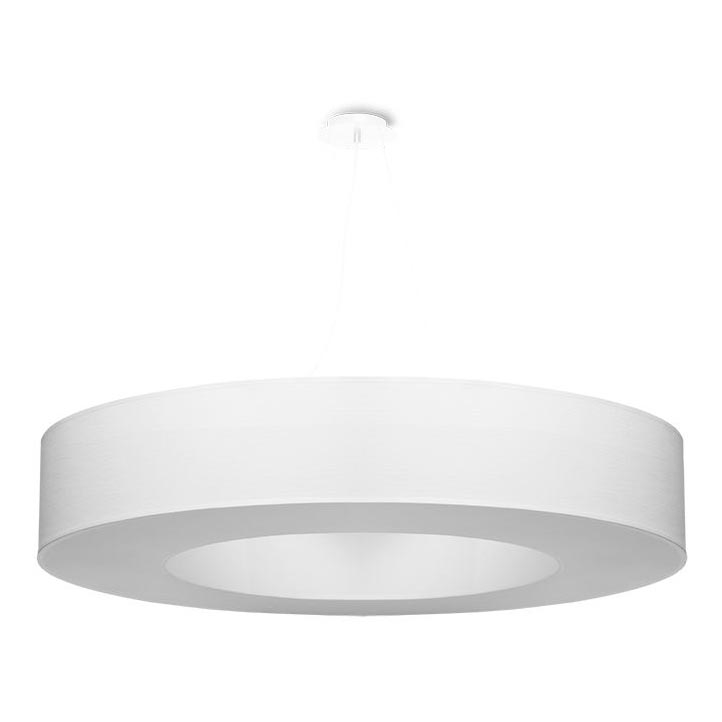 Lampadario su filo SATURNO 8xE27/60W/230V d. 90 cm bianco