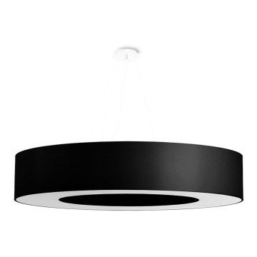 Lampadario su filo SATURNO 8xE27/60W/230V d. 90 cm nero