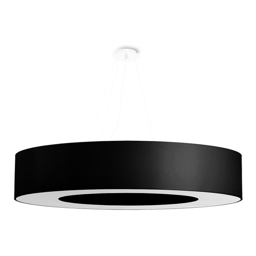 Lampadario su filo SATURNO 8xE27/60W/230V d. 90 cm nero