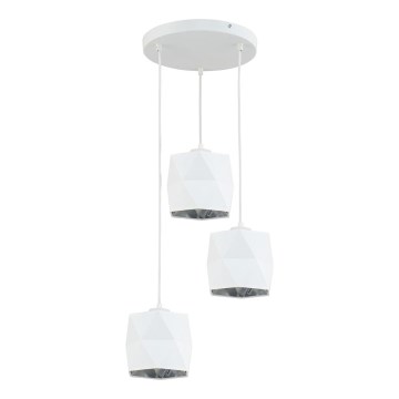 Lampadario su filo SIRO 3xE27/15W/230V bianco/argento