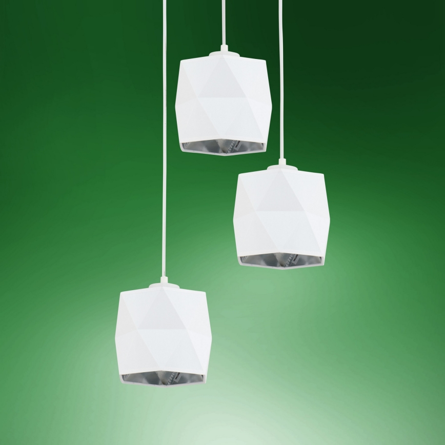 Lampadario su filo SIRO 3xE27/15W/230V bianco/argento