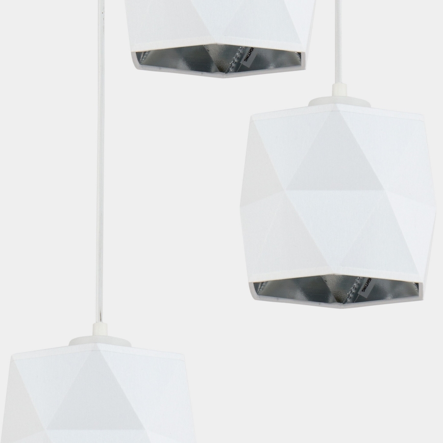 Lampadario su filo SIRO 3xE27/15W/230V bianco/argento