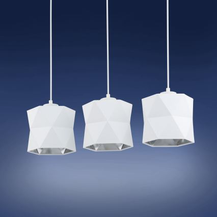 Lampadario su filo  SIRO 3xE27/15W/230V bianco/argento