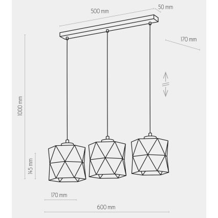 Lampadario su filo  SIRO 3xE27/15W/230V bianco/argento