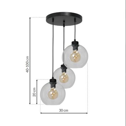 Lampadario su filo SOFIA 3xE27/60W/230V trasparente