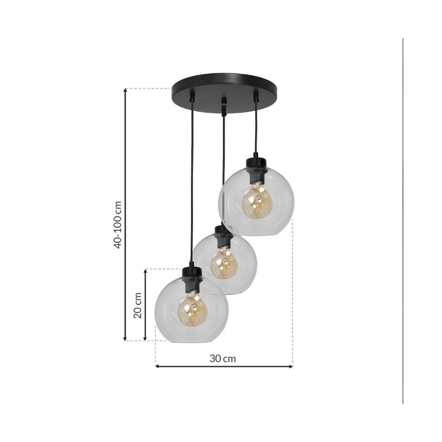 Lampadario su filo SOFIA 3xE27/60W/230V trasparente