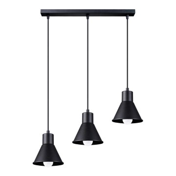 Lampadario su filo TALEJA 3xE27/60W/230V nero