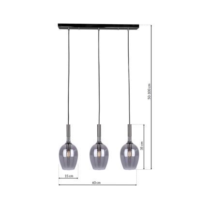 Lampadario su filo TANGO 3xE14/40W/230V nero