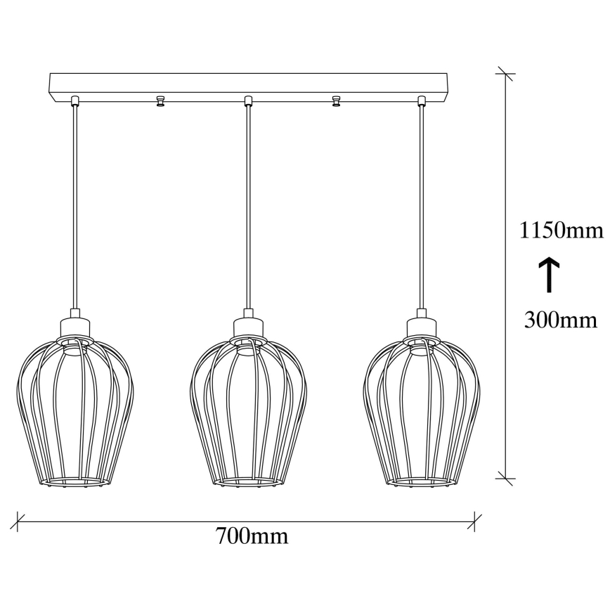 Lampadario su filo TEL 3xE27/100W/230V