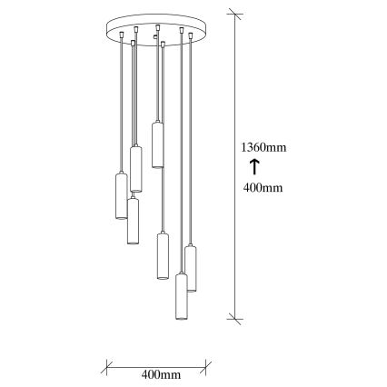 Lampadario su filo TEMPO 7xE27/40W/230V