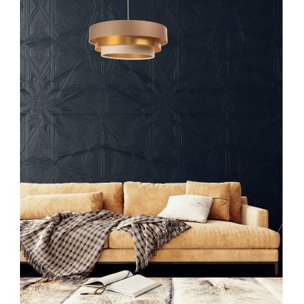 Lampadario su filo TRINITI 1xE27/60W/230V beige/oro