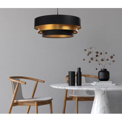 Lampadario su filo TRINITI 1xE27/60W/230V nero/oro