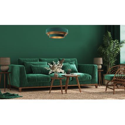 Lampadario su filo TRINITI 1xE27/60W/230V verde/oro