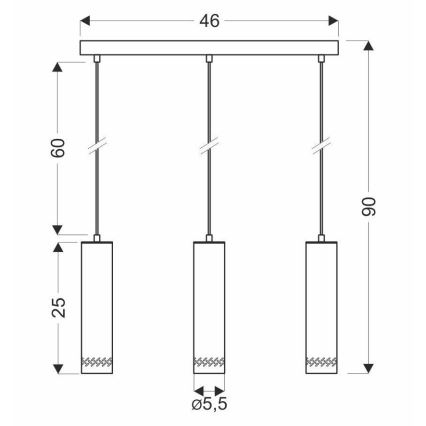 Lampadario su filo TUBO 3xGU10/25W/230V