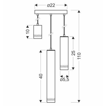 Lampadario su filo TUBO 3xGU10/25W/230V