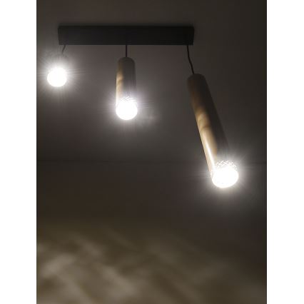 Lampadario su filo TUBO 3xGU10/25W/230V legno