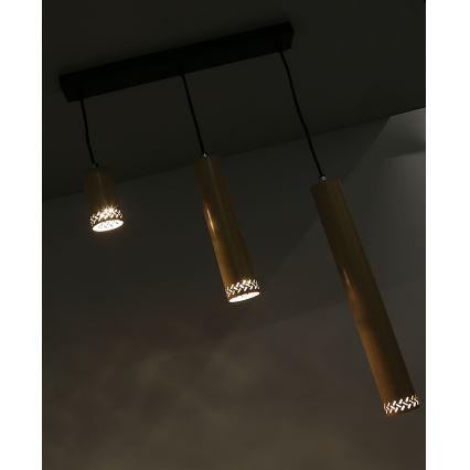 Lampadario su filo TUBO 3xGU10/25W/230V legno