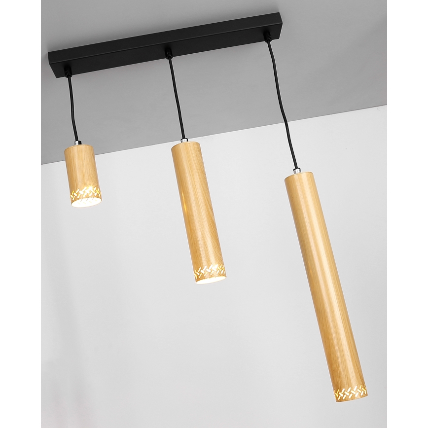 Lampadario su filo TUBO 3xGU10/25W/230V legno