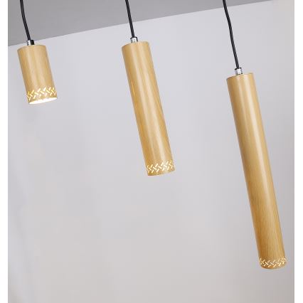 Lampadario su filo TUBO 3xGU10/25W/230V legno