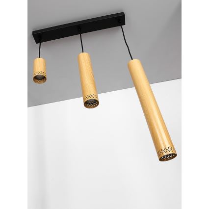 Lampadario su filo TUBO 3xGU10/25W/230V legno