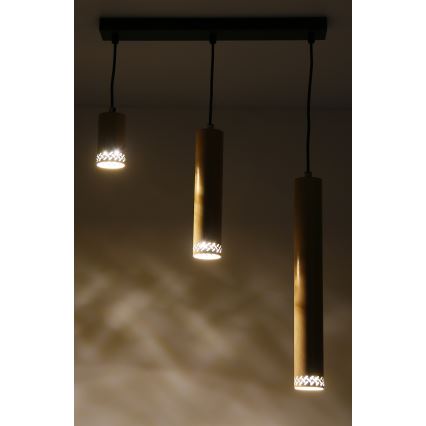 Lampadario su filo TUBO 3xGU10/25W/230V legno