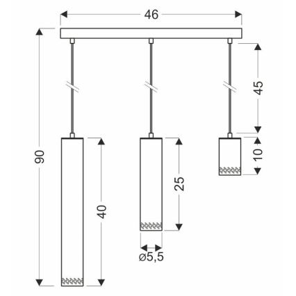 Lampadario su filo TUBO 3xGU10/25W/230V legno