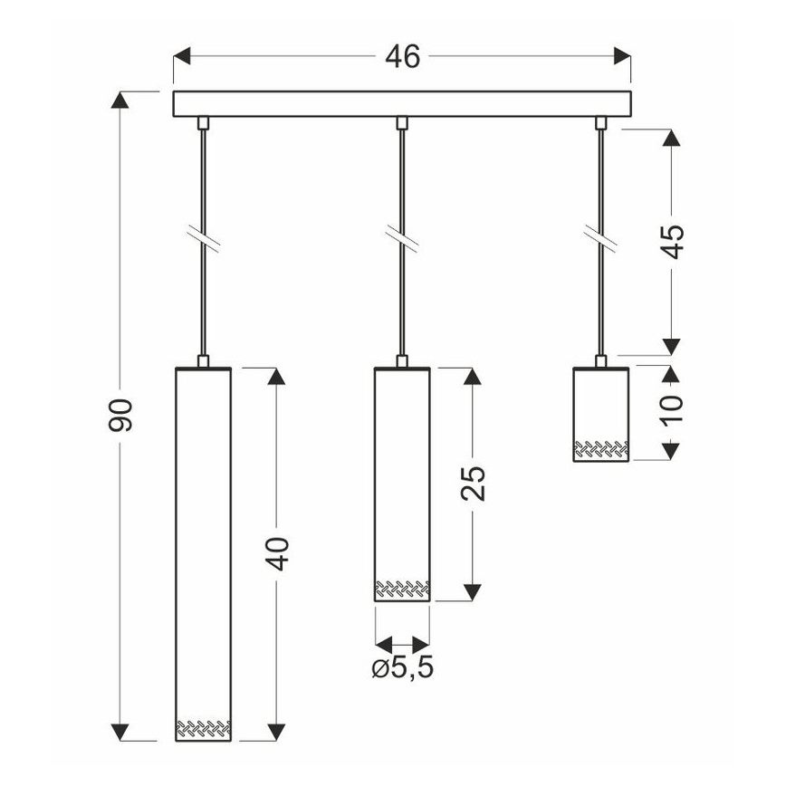 Lampadario su filo TUBO 3xGU10/25W/230V legno