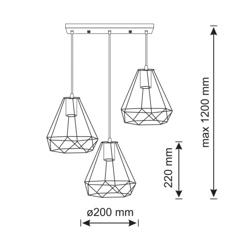 Lampadario su filo VIGO 3xE27/20W/230V