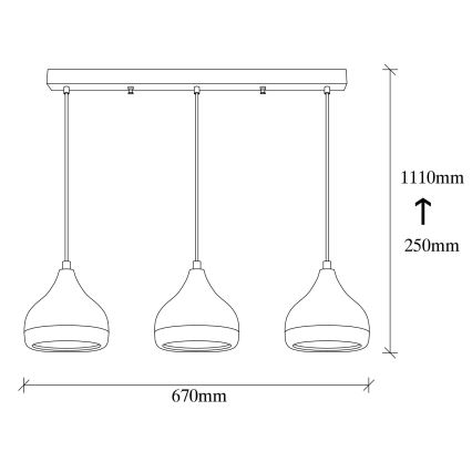 Lampadario su filo YILDO 3xE27/40W/230V