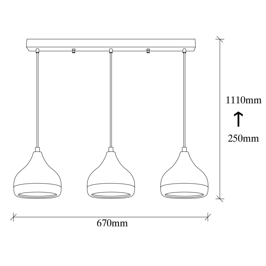 Lampadario su filo YILDO 3xE27/40W/230V
