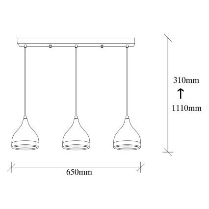 Lampadario su filo  YILDO 3xE27/60W/230V