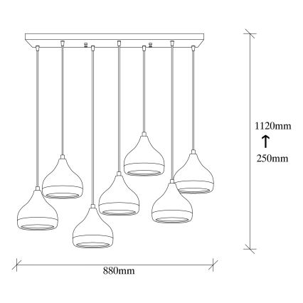 Lampadario su filo YILDO 7xE27/40W/230V