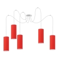 Lampadario su filo ZIK 5xE27/40W/230V rosso