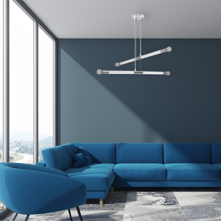Lampadario su fune BASTONE WHITE 4xE14/40W/230V