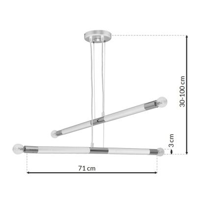 Lampadario su fune BASTONE WHITE 4xE14/40W/230V