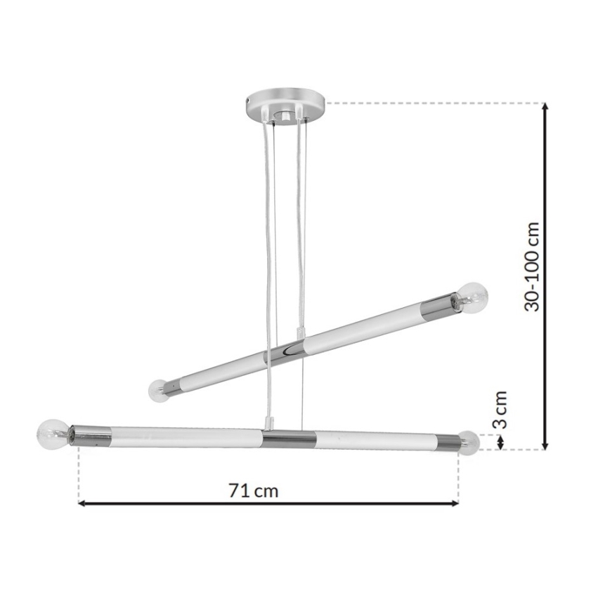 Lampadario su fune BASTONE WHITE 4xE14/40W/230V