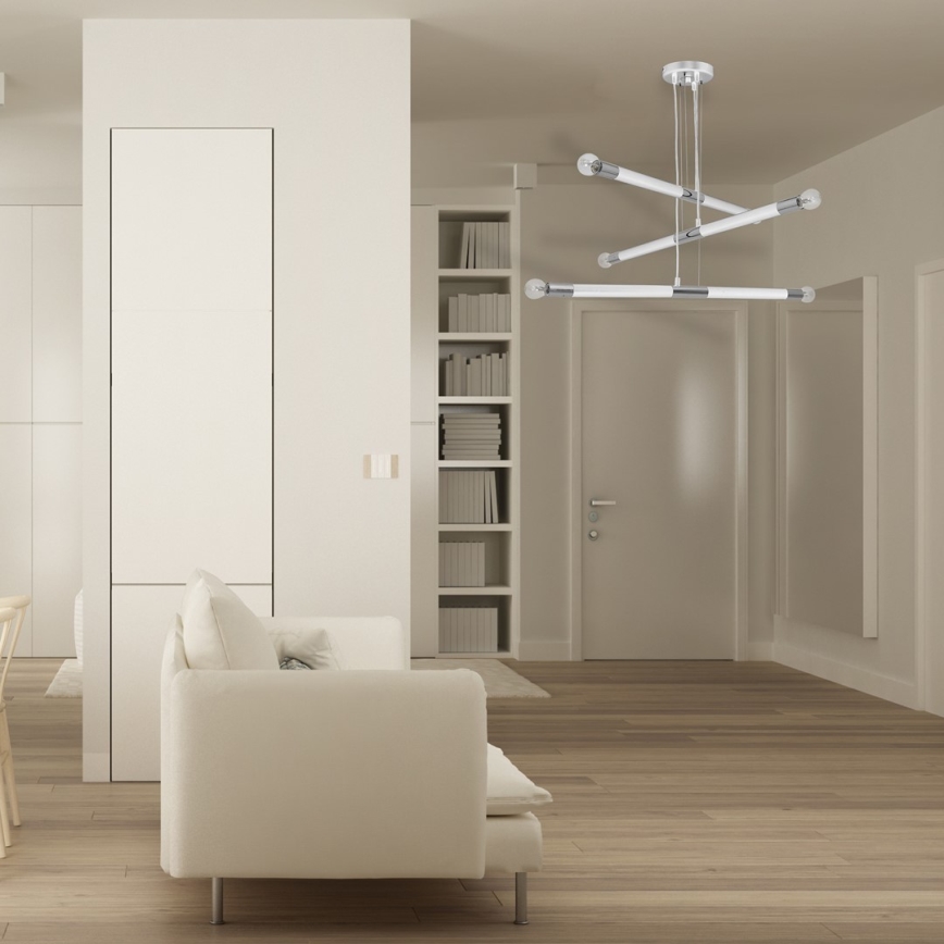 Lampadario su fune BASTONE WHITE 6xE14/40W/230V
