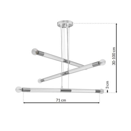 Lampadario su fune BASTONE WHITE 6xE14/40W/230V