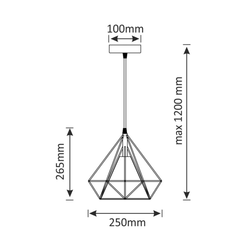 Lampadario su fune BROXTON 1xE27/20W/230V