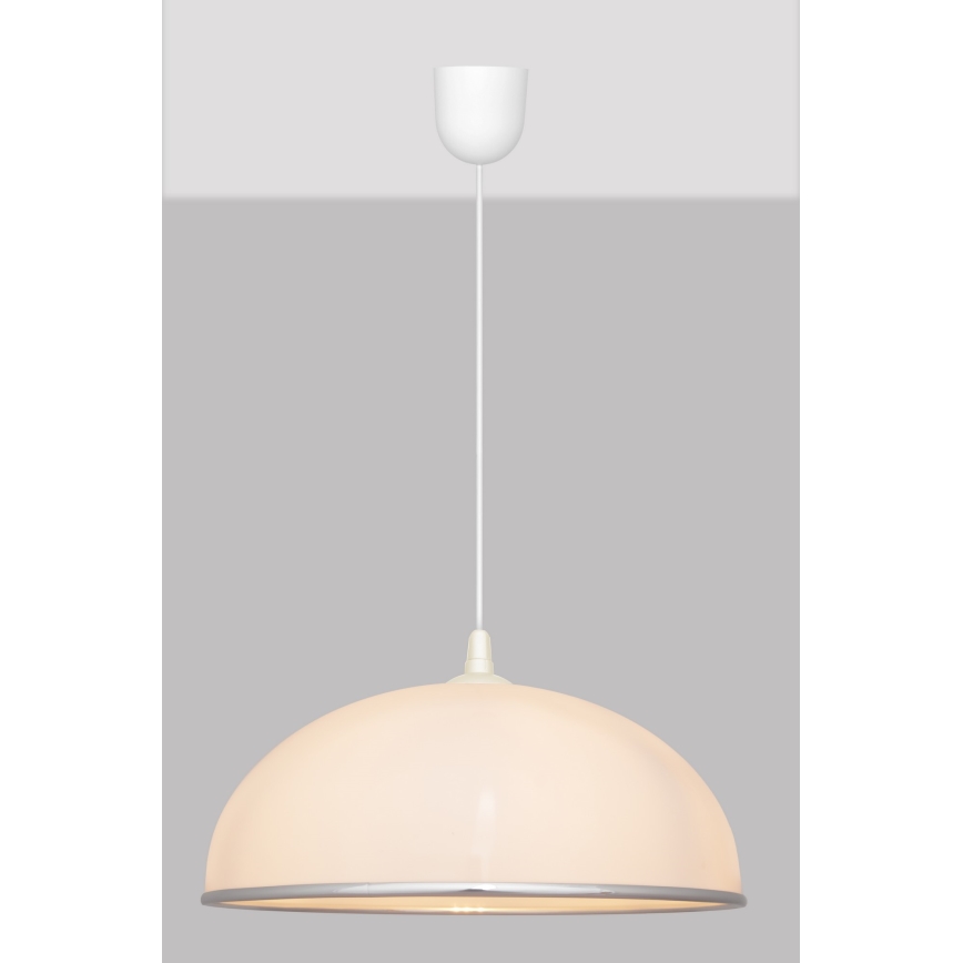 Lampadario su fune CIRCLE 1xE27/15W/230V bianco