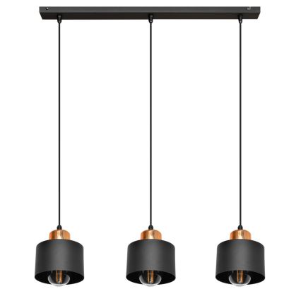 Lampadario su fune EDISON 3xE27/15W/230V