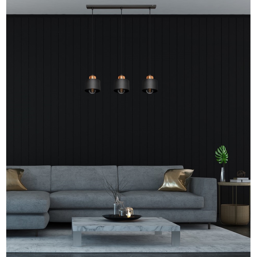 Lampadario su fune EDISON 3xE27/15W/230V