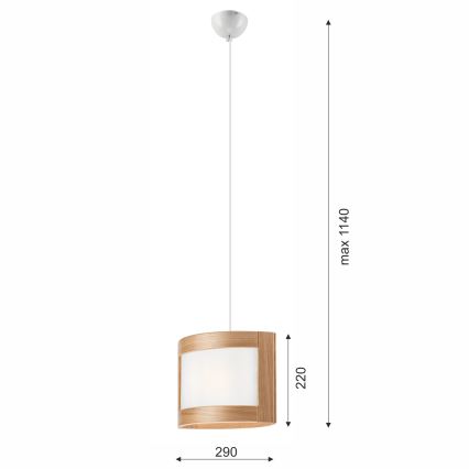 Lampadario su fune ELODIE 1xE27/60W/230V quercia