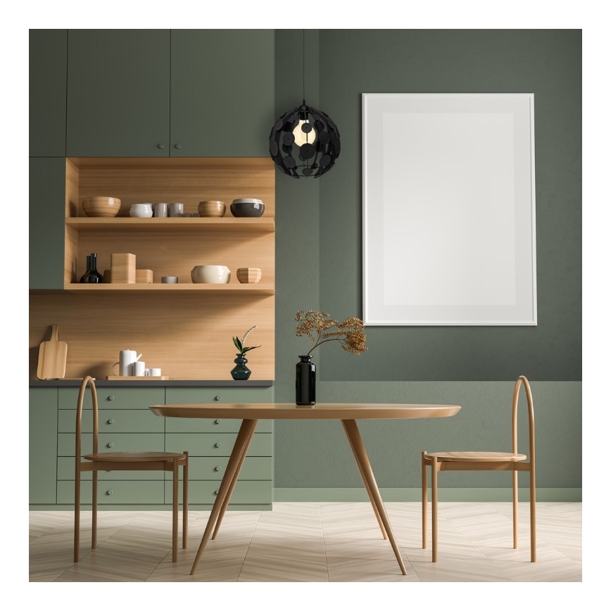 Lampadario su fune GAIA 1xE27/60W/230V nero/marrone diametro 18 cm
