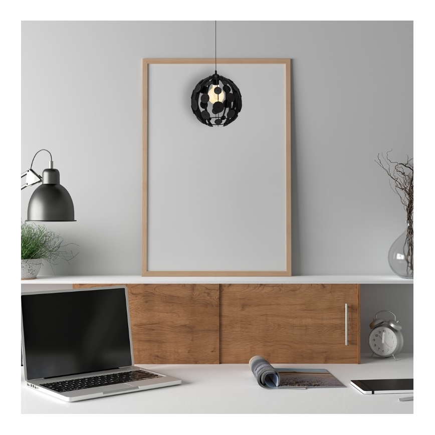 Lampadario su fune GAIA 1xE27/60W/230V nero/marrone diametro 18 cm