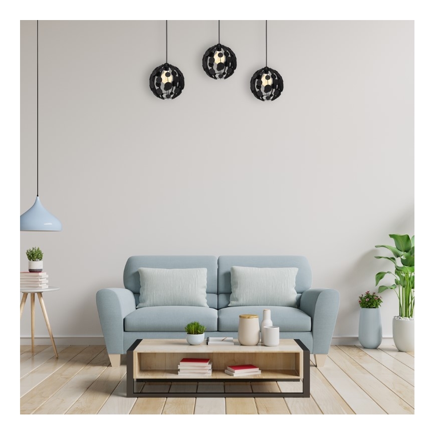 Lampadario su fune GAIA 3xE27/60W/230V nero/marrone
